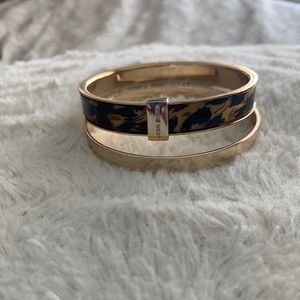 Nine West leopard print gold bangles